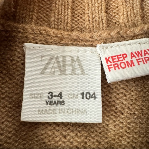 Zara Kids 3-4Y Cashmere Sweater Vest Tan Camel Brown Sleeveless Crewneck - Picture 3 of 6